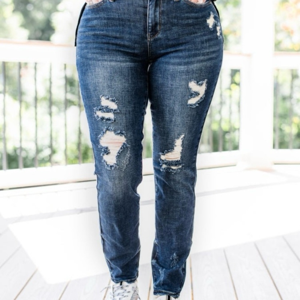 Judy Blue Skinny Jeans Blue Distressed